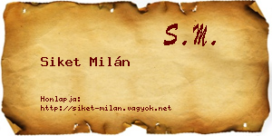 Siket Milán névjegykártya